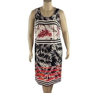 Catherines Sleeveless Palm Print Midi Dress Multicolor Size 0X